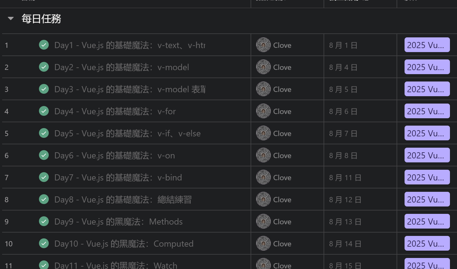 每日任務